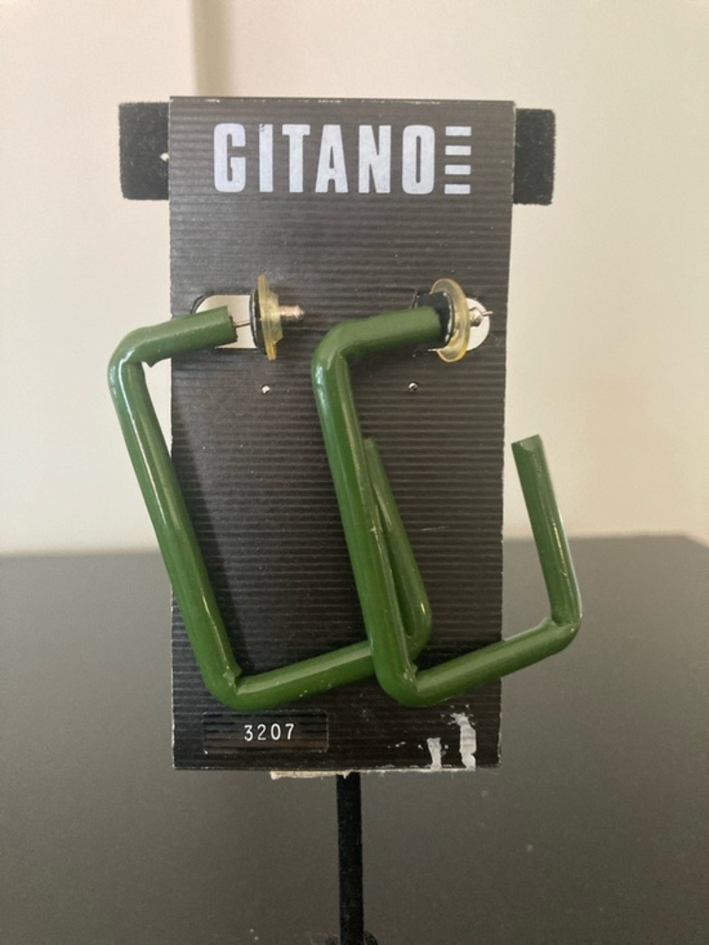 GITANO Olive Green Angular Hoop Earrings